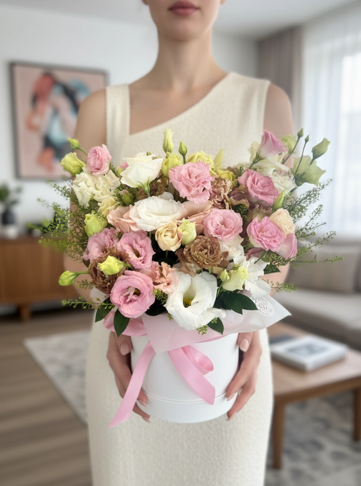 Kutuda Lisianthus Pastel Tonlarda