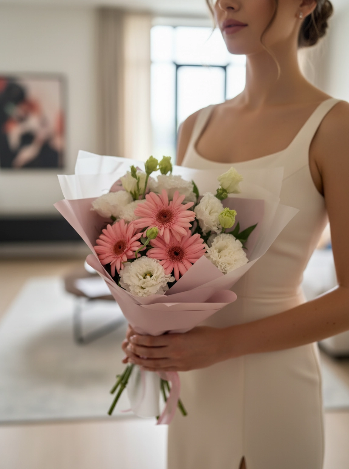 Mini Gerberalı Lisianthus Buketi