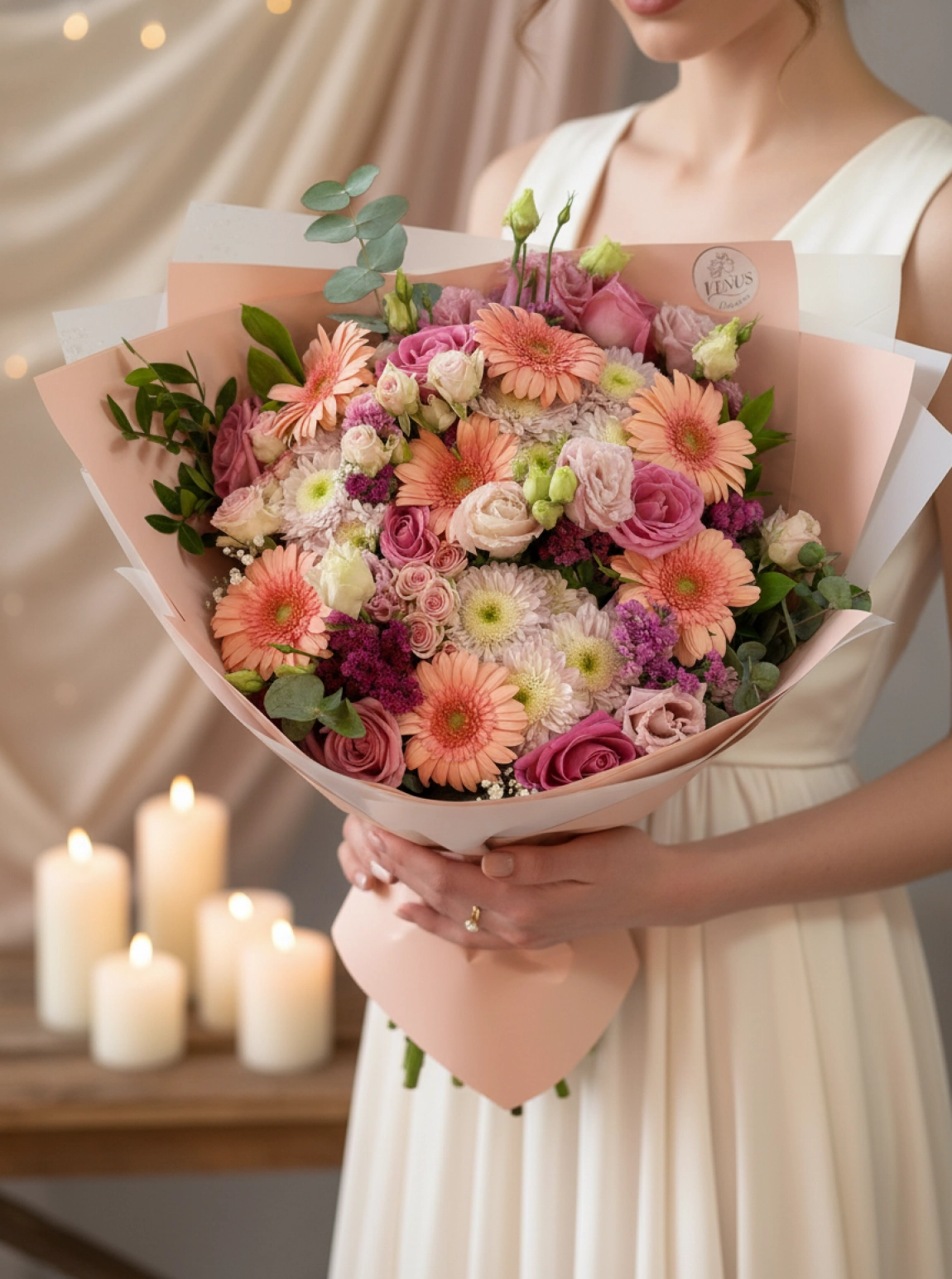 Pastel Tonlarda Karışık Buket