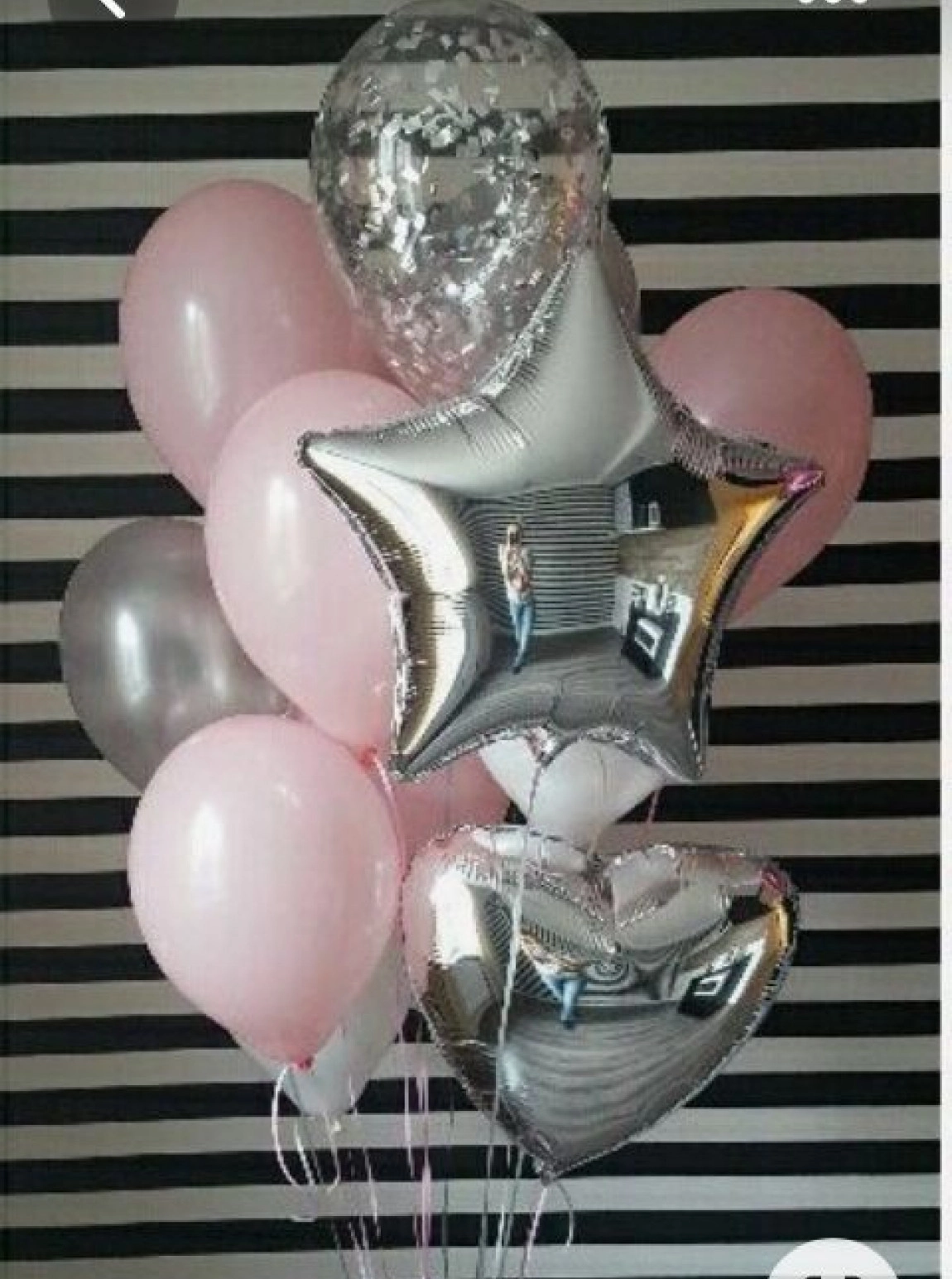 Pembe Ve Gümüş Tonlarda Helyum Balon Seti