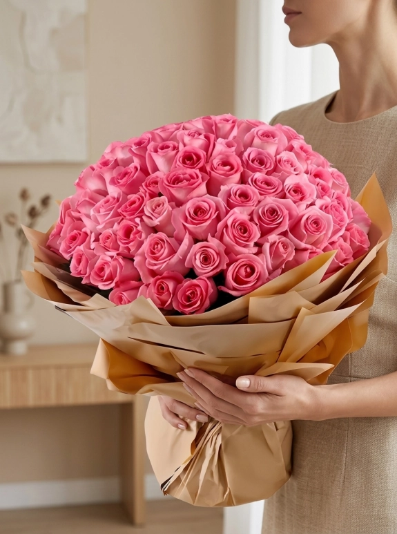 101 Adet Pembe Gül Buketi
