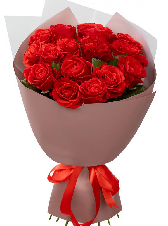 15 Büyük Boy Kırmızı Gül Buketi