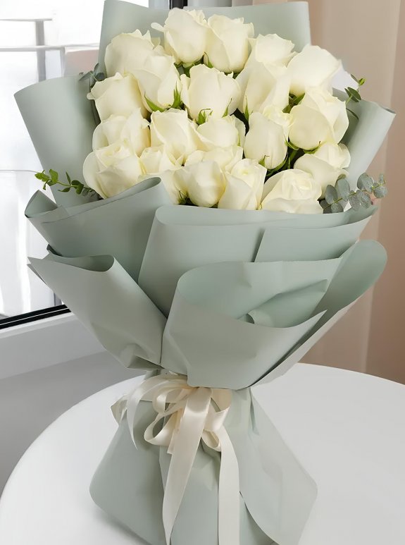 20 Tane Beyaz Gül Buketi