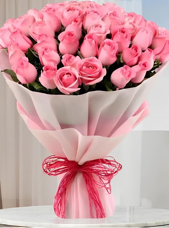 50 Adet Pembe Gül Buketi