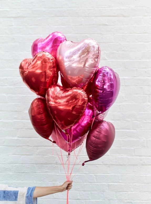 Orta Boy Kalp Folyo Balon Seti