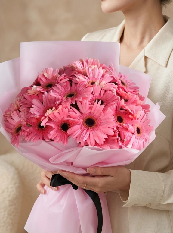 Pembe Büyük Gerbera Buketi