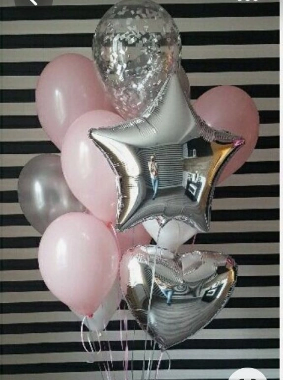 Pembe Ve Gümüş Tonlarda Helyum Balon Seti