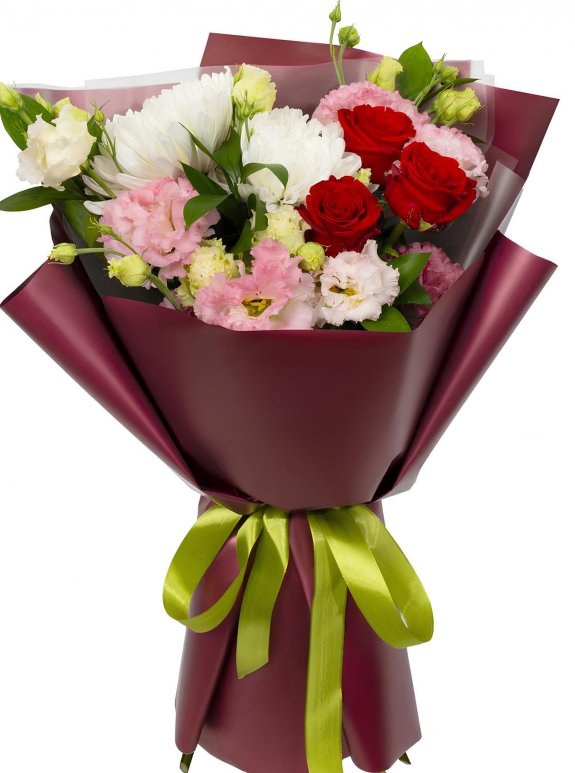 Pembe ve Kırmızı Krizantem Buketi