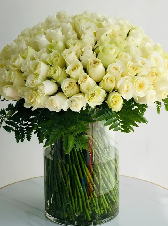 Vazoda 101 Tane Beyaz Gül